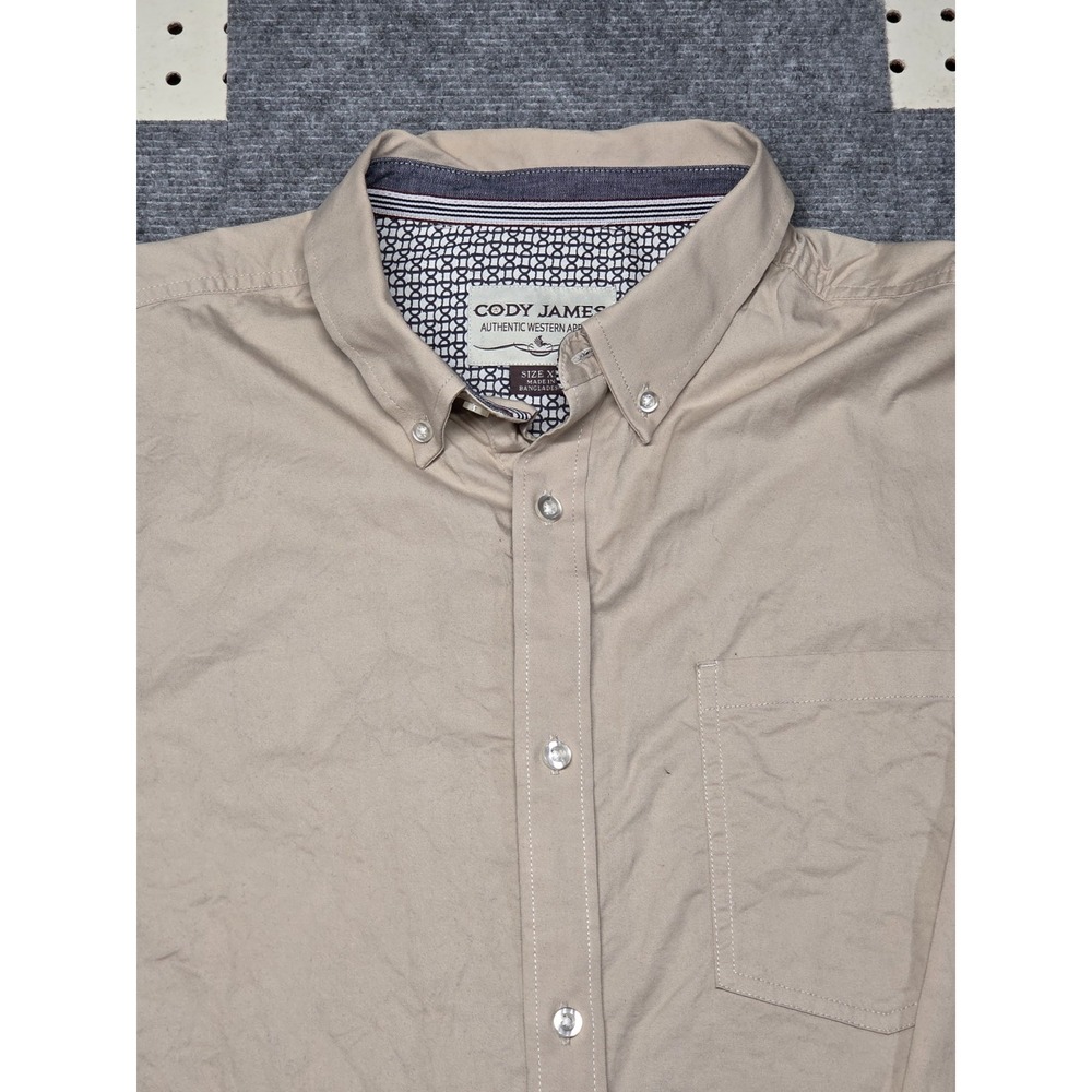 Cody James Shirt Mens XL Tan Western Pearl Button Up Long Sleeve Stretch Cowboy - Picture 2 of 7